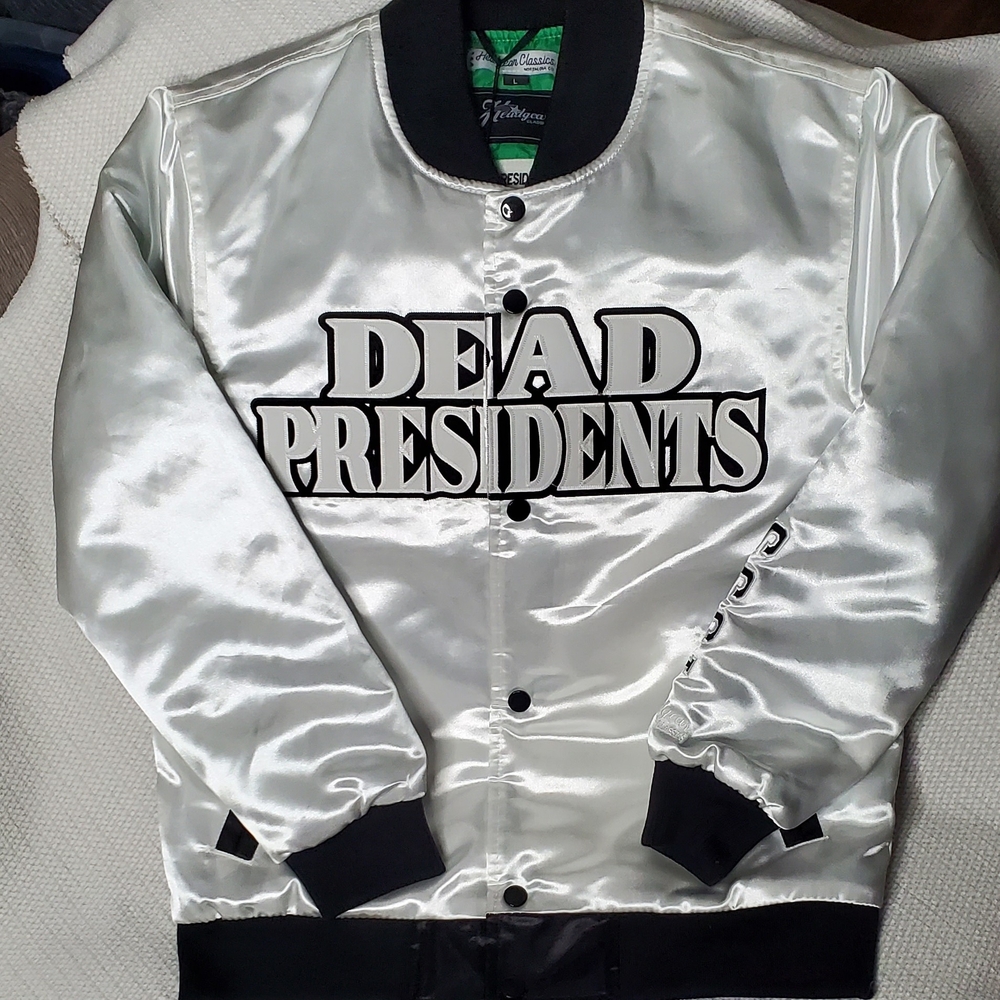 Dead Presidents Kids Satin Bomber Jacket - Silver and Black